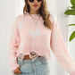 NatashaJay Printed Round Neck Ribbed Long Sleeve Sweater 🦋