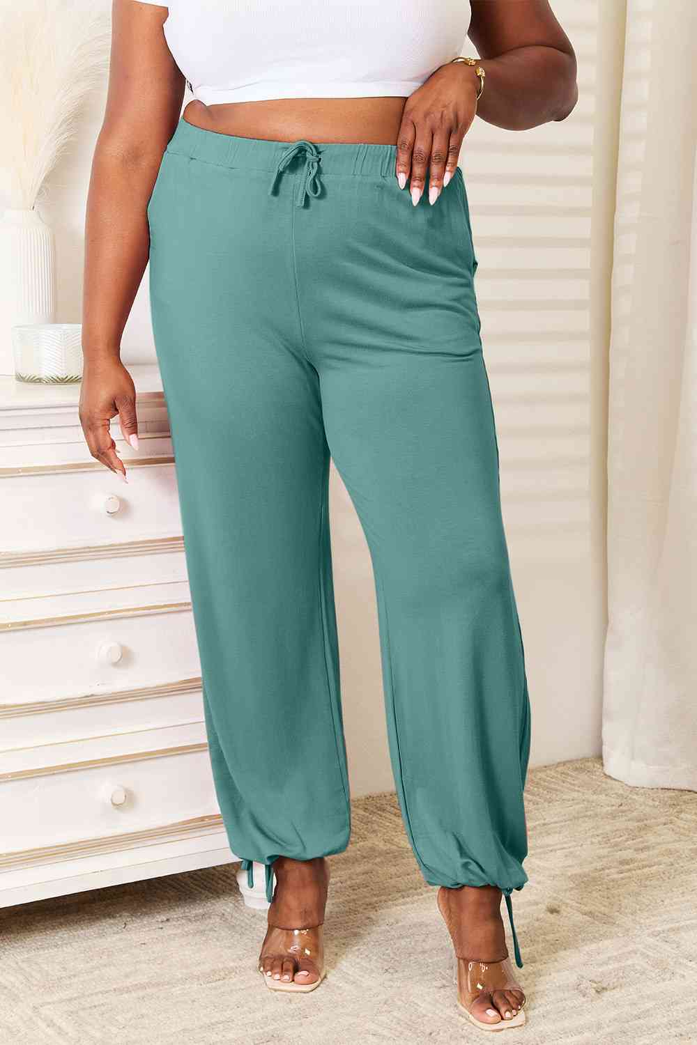 Basic Bae Full Size Soft Rayon Drawstring Waist Pants with Pockets *