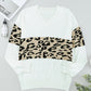 Chicie Leopard Drop Shoulder V-Neck Knit Top