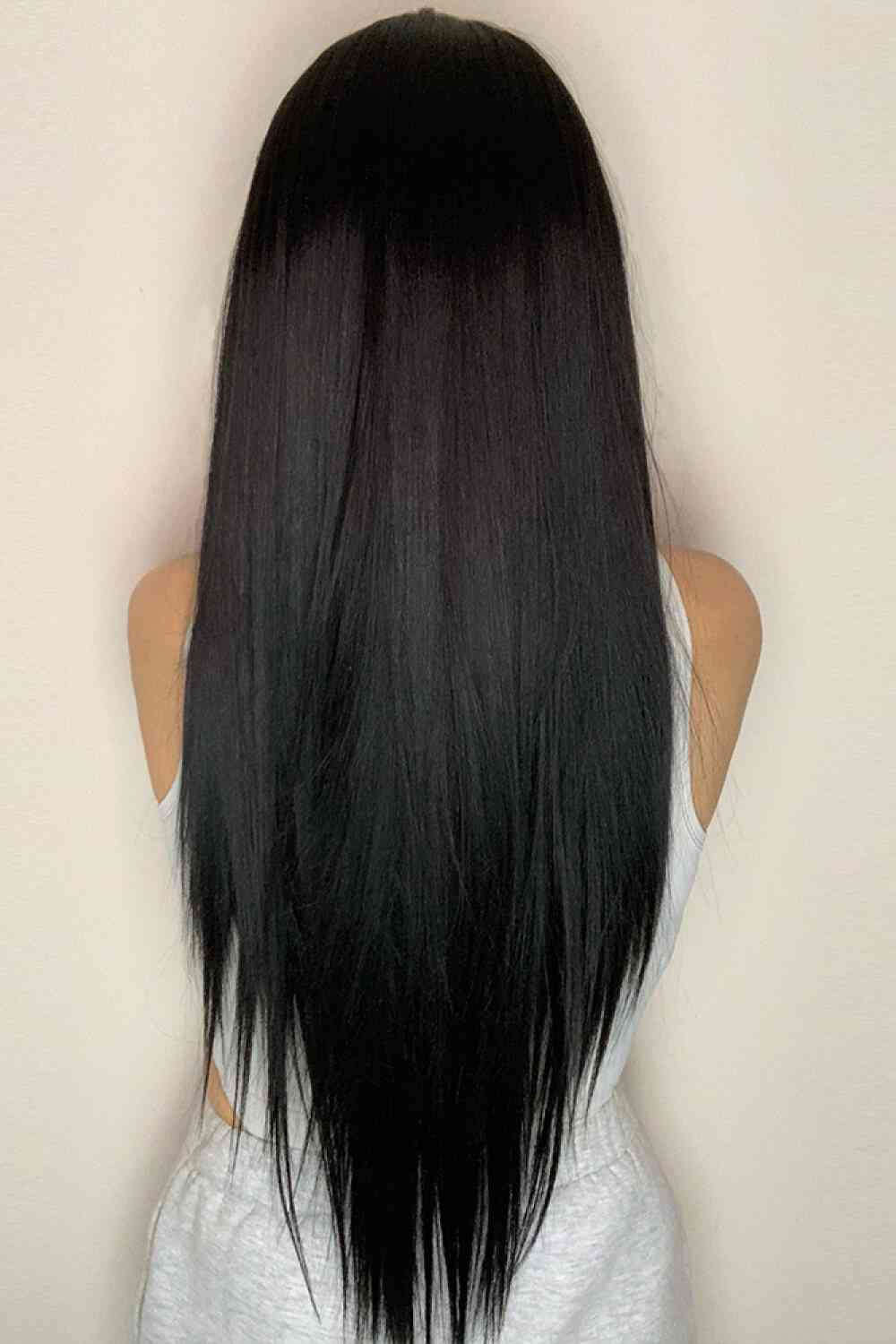 EMMOR 13*2" Long Lace Front Straight Synthetic Black Wigs 26" Long 150% Density (Cap Included)