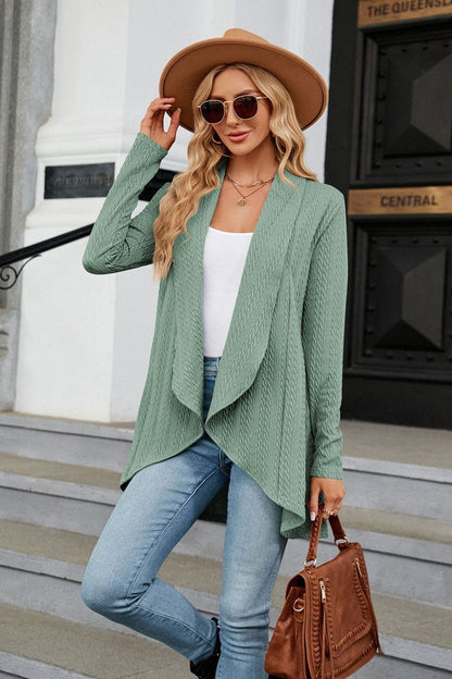 LakenLea Full Size Open Front Long Sleeve Cardigan