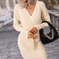 Surplice Neck Tie Waist Sweater Dress