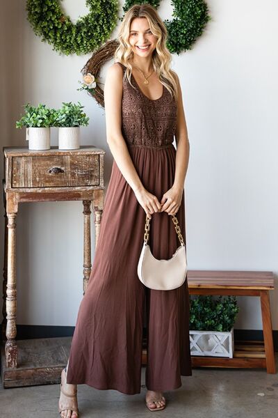 First Love Tie Back Sleeveless Slit Wide Leg Jumpsuit *