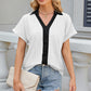 Eyelet Johnny Collar Short Sleeve T-Shirt