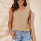 Women's Buttoned Cutout Ribbed Trim Knit Tank