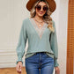 Contrast Flounce Sleeve Blouse