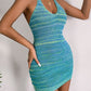 Striped Halter Neck Knit Dress