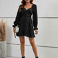 Black Flounce Sleeve Ruffled Mini Dress