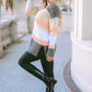 SkyMarie Color Block Open Front Slit Cardigan