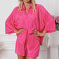 Pleated Button Up Shirt and Shorts Lounge Set
