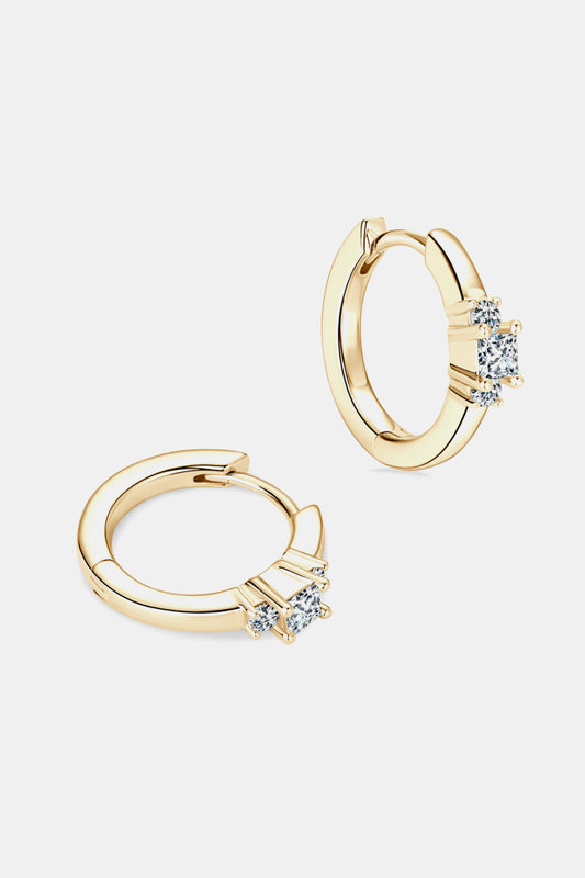Moissanite 925 Sterling Silver Huggie Earrings | Length 0.6" Carat 0.21 Weight 0.1oz
