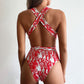 EROTICSUN Halter Neck Deep V Tied One-Piece Swimsuit