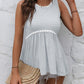 Women's Striped Lace Trim Round Neck Tank