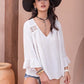 Women's Ava White Cutout V-Neck Flounce Sleeve Blouse