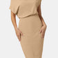 Boat Neck Short Sleeve Knee-Length Dress