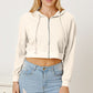 Joelynn Waffle-Knit Drawstring Zip Up Hoodie