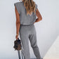 Women's Padded Shoulder Top and Joggers Lounge Set