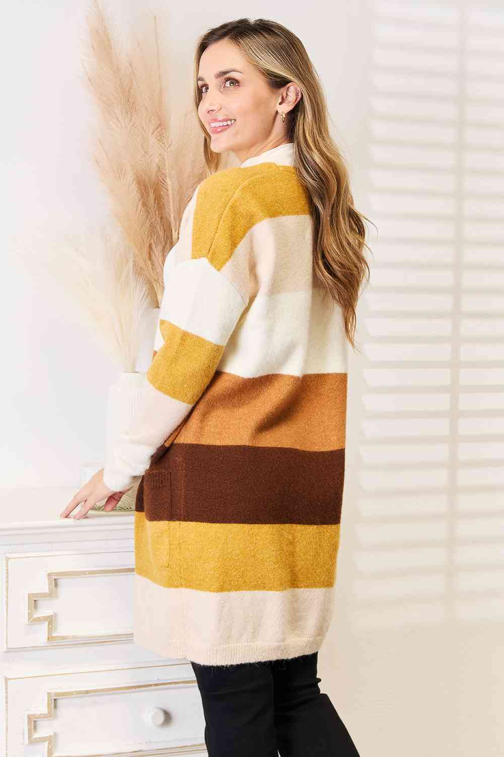 Woven Right Color Block Dropped Shoulder Cardigan *
