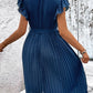 SO JAMAH Tie Neck Belted Pleated Dress