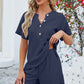 Adryane Jay Notched Button Detail Dropped Shoulder Top and Shorts Set