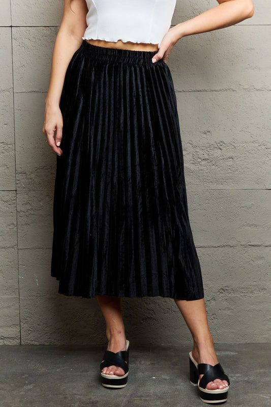 Ninexis One Size Accordion Pleated Flowy Midi Skirt