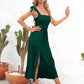 Square Neck Tie Strap Midi Dress