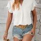 Swiss Dot Notched Cap Sleeve T-Shirt