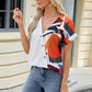Printed Surplice Short Sleeve Blouse
