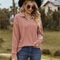 Collared Neck Cable-Knit Long Sleeve Blouse