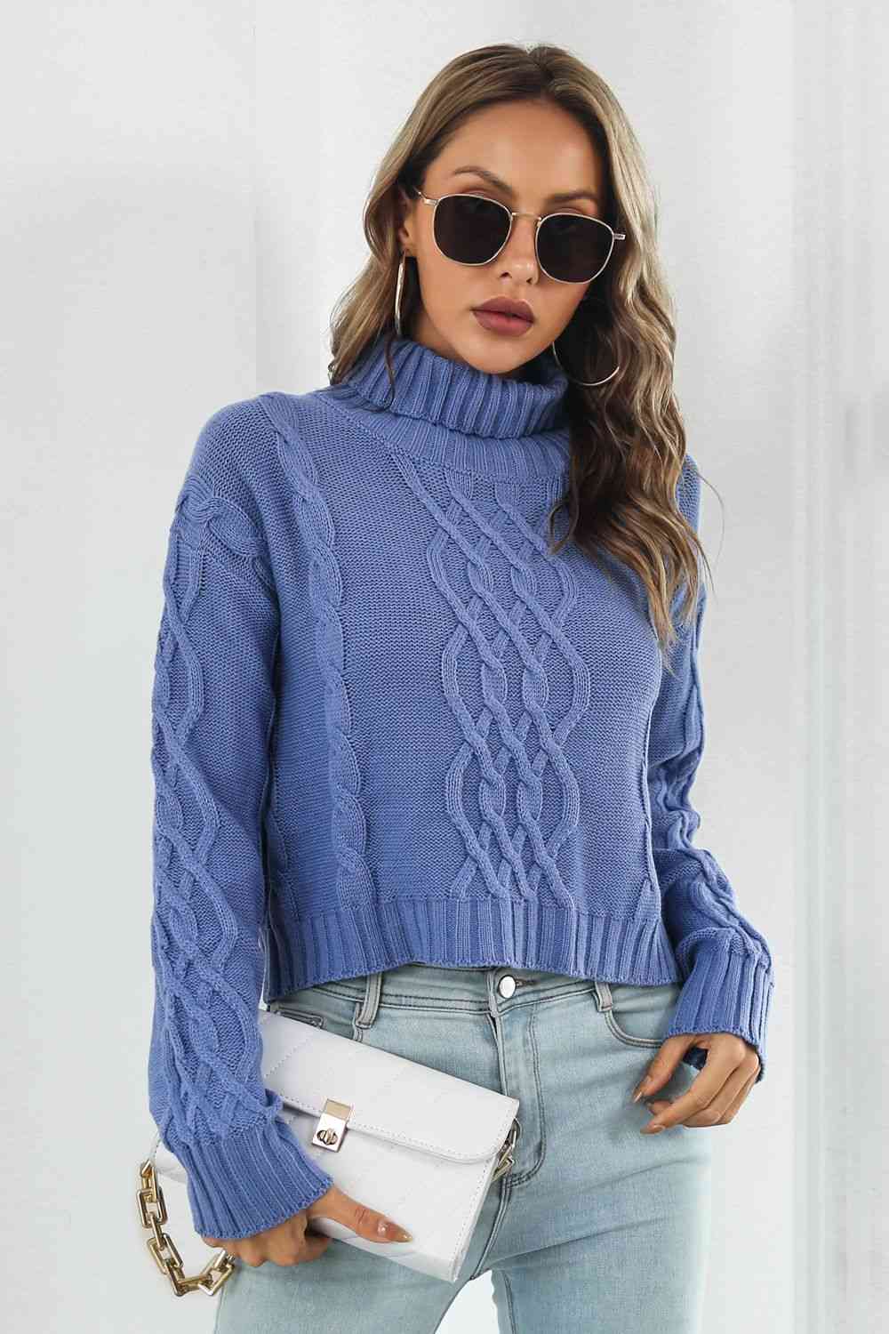 KnitwearTime Turtleneck Dropped Shoulder Sweater