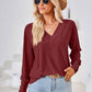 Full Size V-Neck Long Sleeve Blouse