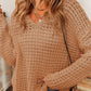 LoversLane Openwork Round Neck Long Sleeve Sweater