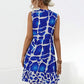 Printed Notched Sleeveless Tiered Dress