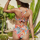 Floral Crisscross Tie Back Bikini Set