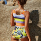 Women's Mixed Print Thick Strap Scoop Neck One-Piece Swimsuit