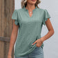Eyelet Notched Flutter Sleeve T-Shirt