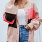 Color Block Button Up Lantern Sleeve Cardigan