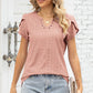 Eyelet Notched Petal Sleeve Blouse