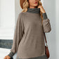 Slit Mock Neck Long Sleeve T-Shirt
