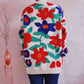 Floral Print Round Neck Drop Shoulder Sweater