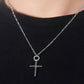 Moissanite Cross Pendant Platinum-Plated Necklace