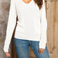 AuroraBlissX V-Neck Long Sleeve Knit Top with Pocket