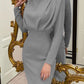 Ruched Turtleneck Long Sleeve Dress
