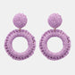 Round Shape Raffia Grass Dangle Earrings