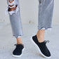 Forever Link Black Flat Round Toe Lace-Up Sneakers