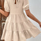 SOCHIC Puff Sleeve Tie Back Tiered Dress