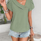 Decorative Button Asymmetrical Neck Blouse