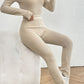 Adryane Jay Ribbed V-Neck Long Sleeve Cropped Top and Pants Set