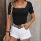 Square Neck Short Sleeve Sweater