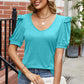 Round Neck Ruffle Trim Short Sleeve T-Shirt